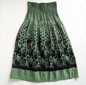 Lapis Strapless Midi Tube Convertible Dress Black Green Stretch Smocked, S-L